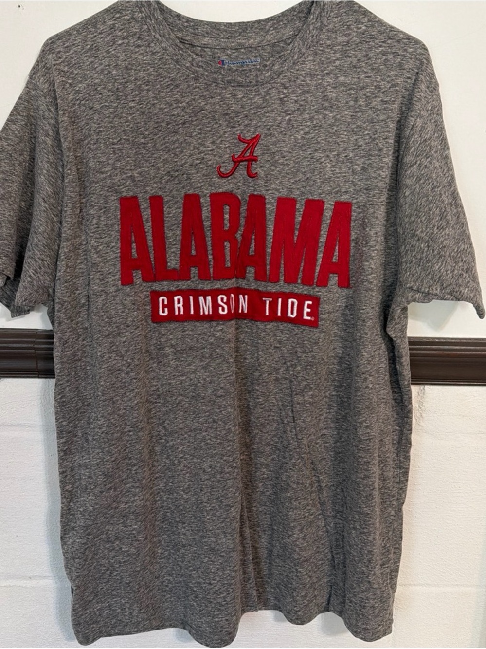 Champion Gray Tee with Red Alabama Crimson Tide Logo